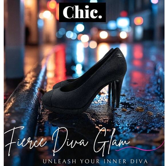 Chanel Pumps -Dark Charcoal/Black Size 40- Like New - Picture 3 of 9